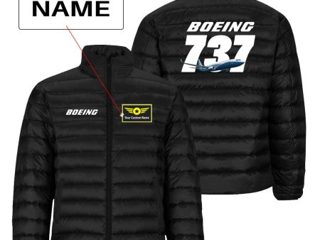 Super Boeing 737+Text Designed Padded Jackets For Sale