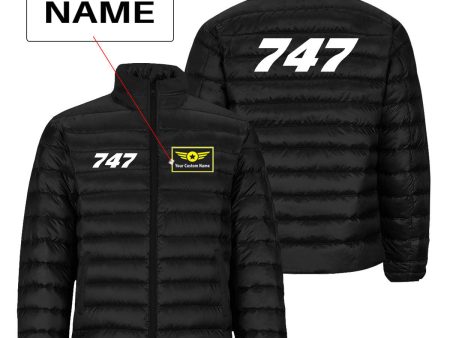 747 Flat Text Designed Padded Jackets Hot on Sale