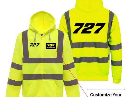 727 Flat Text Designed Reflective Zipped Hoodies Supply