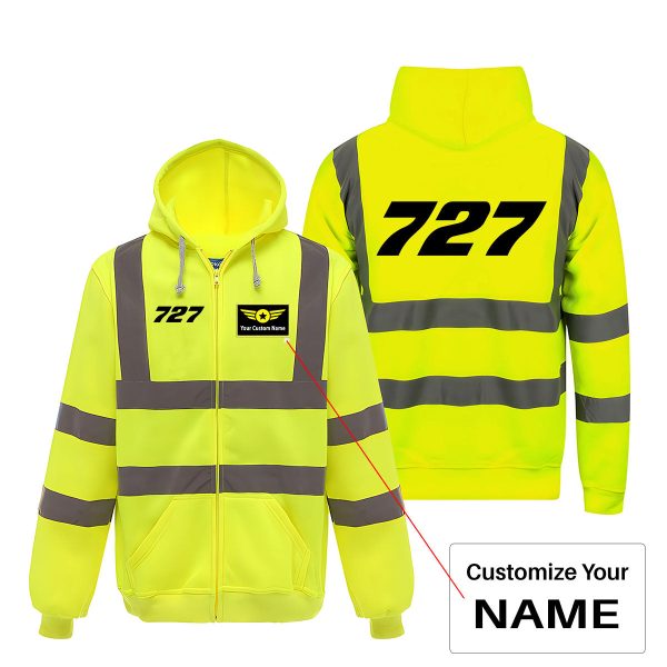 727 Flat Text Designed Reflective Zipped Hoodies Supply