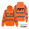 727 Flat Text Designed Reflective Zipped Hoodies Supply