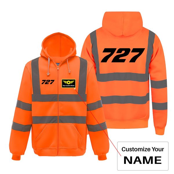 727 Flat Text Designed Reflective Zipped Hoodies Supply