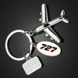 727 Flat Text Designed Suitcase Airplane Key Chains For Cheap