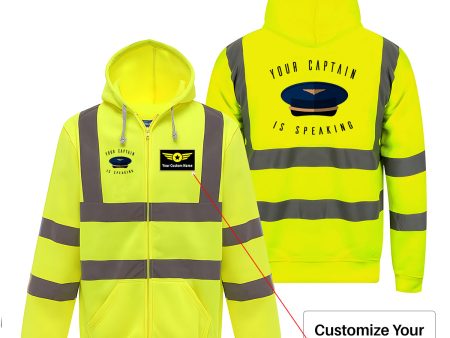 Your Captain Is Speaking Designed Reflective Zipped Hoodies For Cheap