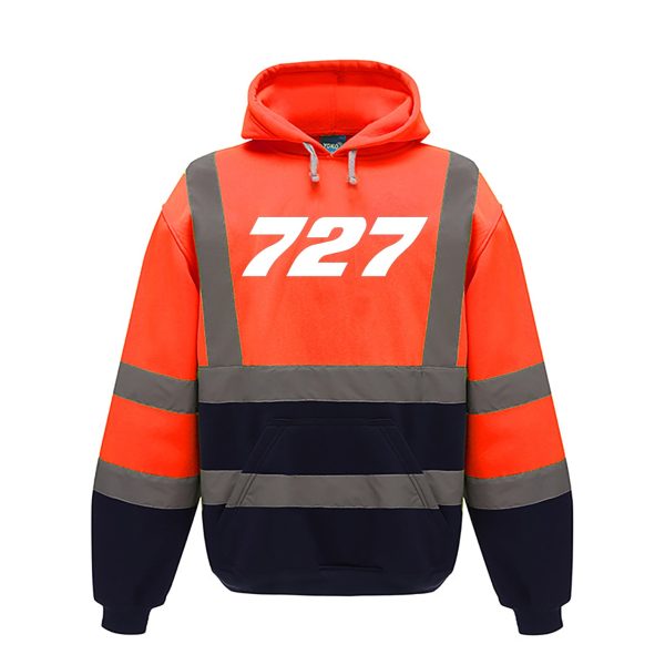 727 Flat Text Designed Reflective Hoodies Fashion