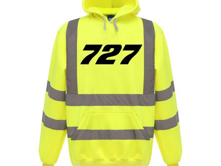 727 Flat Text Designed Reflective Hoodies Fashion