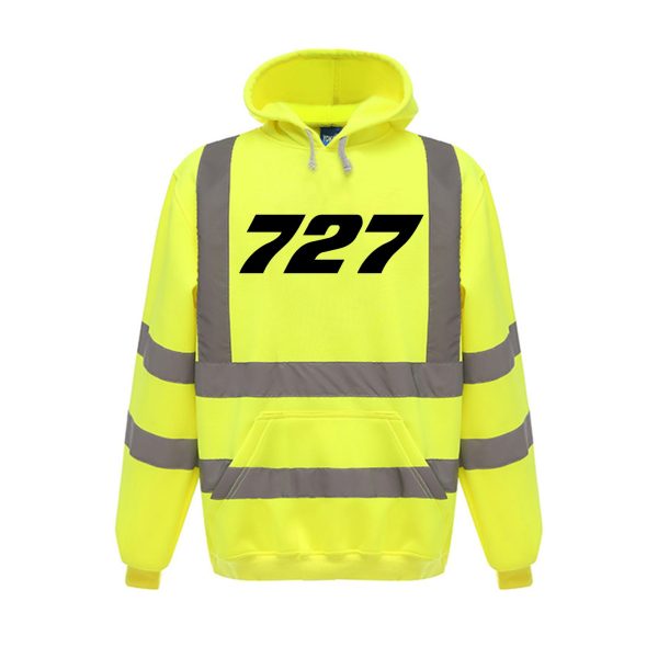 727 Flat Text Designed Reflective Hoodies Fashion