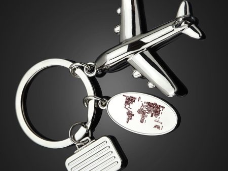 World Map (Text) Designed Suitcase Airplane Key Chains Online