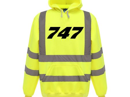 747 Flat Text Designed Reflective Hoodies Online Sale