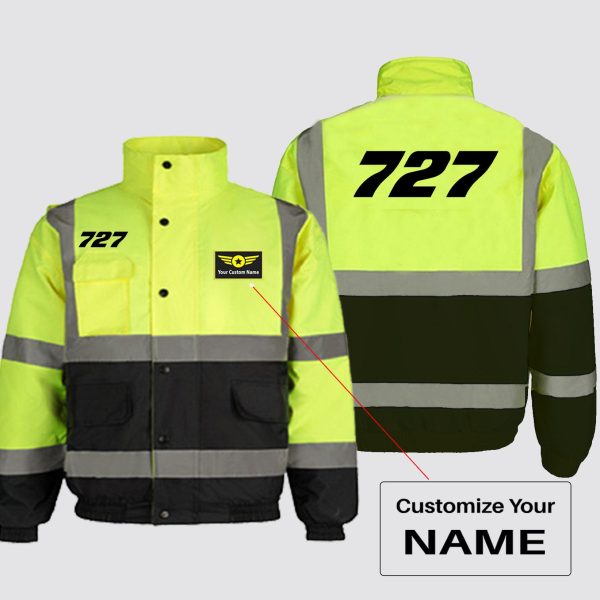 727 Flat Text Designed Reflective Winter Jackets Cheap