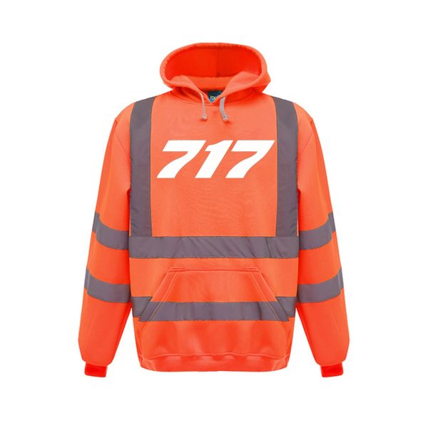 717 Flat Text Designed Reflective Hoodies For Discount