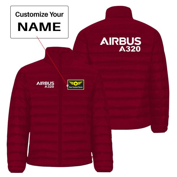 Airbus A320 & Text Designed Padded Jackets For Cheap