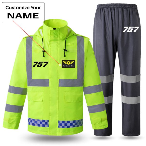 757 Flat Text Designed Reflective Waterproof Rainsuit Set Online Hot Sale