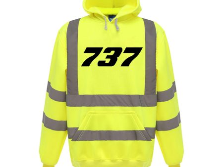 737 Flat Text Designed Reflective Hoodies For Discount