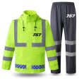 757 Flat Text Designed Reflective Waterproof Rainsuit Set Online Hot Sale