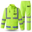 757 Flat Text Designed Reflective Waterproof Rainsuit Set Online Hot Sale