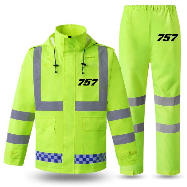 757 Flat Text Designed Reflective Waterproof Rainsuit Set Online Hot Sale