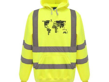 World Map (Text) Designed Reflective Hoodies Online now