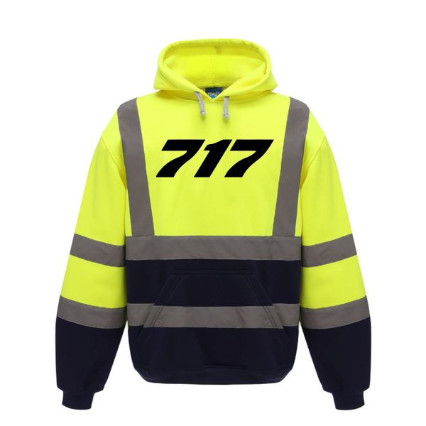 717 Flat Text Designed Reflective Hoodies For Discount