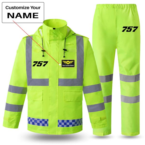 757 Flat Text Designed Reflective Waterproof Rainsuit Set Online Hot Sale