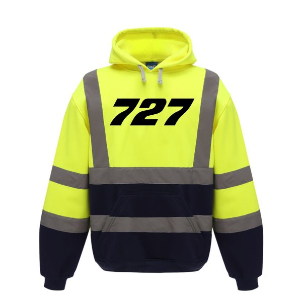 727 Flat Text Designed Reflective Hoodies Fashion