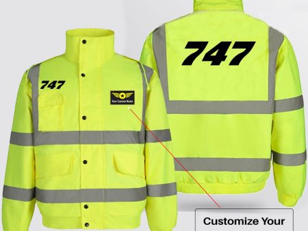 747 Flat Text Designed Reflective Winter Jackets For Sale