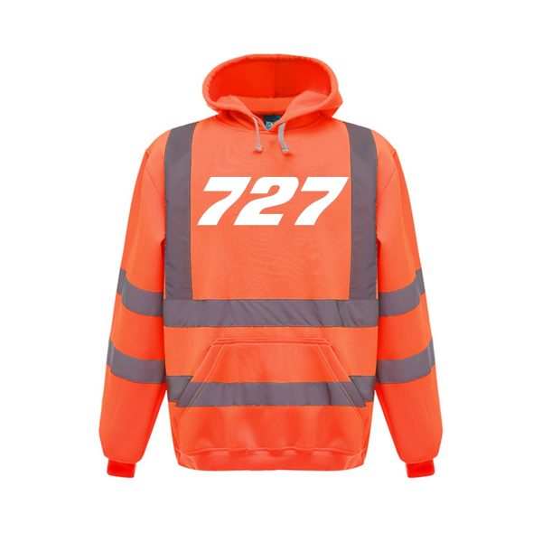 727 Flat Text Designed Reflective Hoodies Fashion