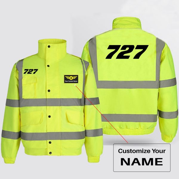 727 Flat Text Designed Reflective Winter Jackets Cheap