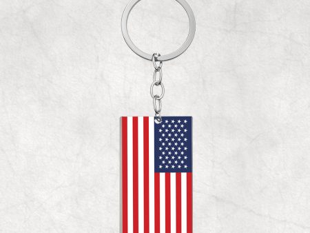 USA Flag Designed Stainless Steel Flag Key Chains (Double Side) Online now